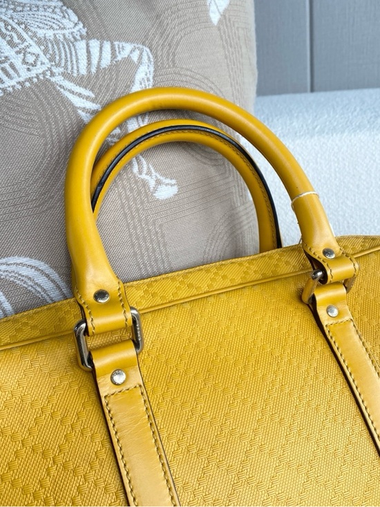 Gucci | Yellow Leather Men's Briefcase Bag Top Handle Crossbody | Like New - Picture 7 of 9